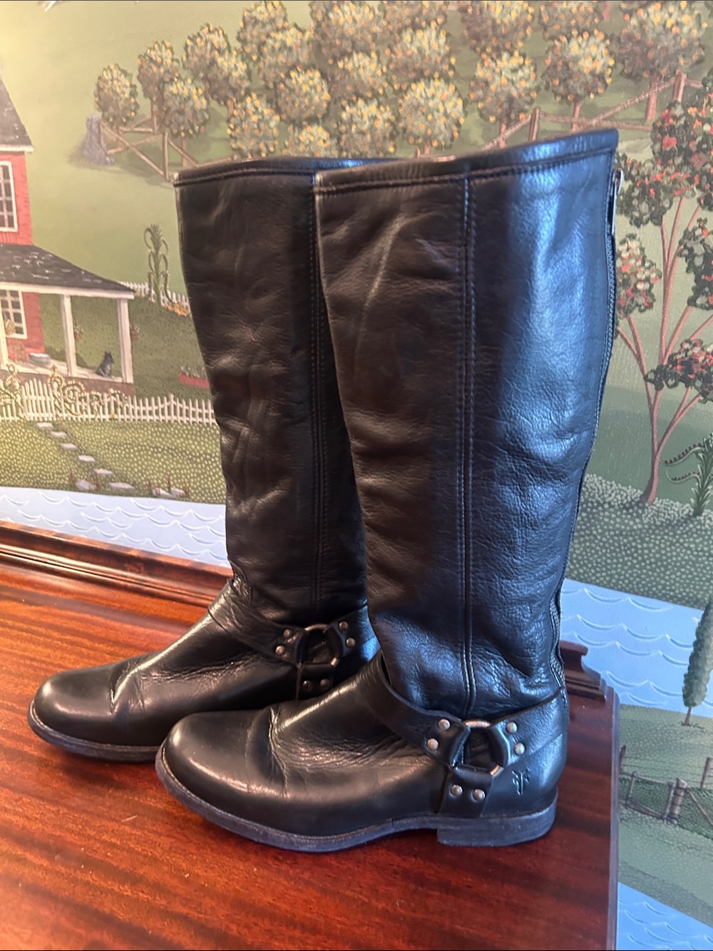 Frye Black Leather Philip Harness Boots. Very well cared for. Excellent buy.